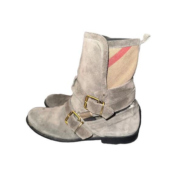 Women’s Burberry Nova Check Worcester Buckle Detail Suede Ankle Boots Size 10 main image 2